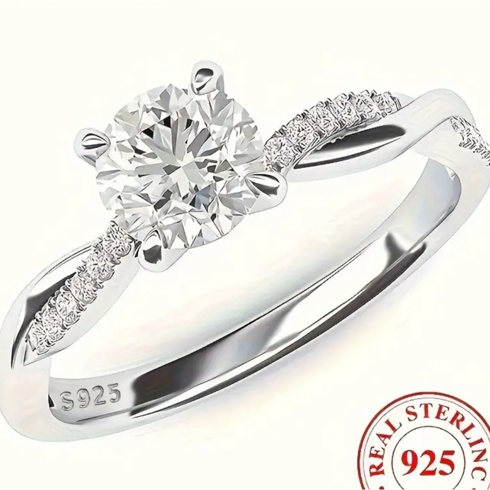 Dazzling Silver Ring with Clear Stones